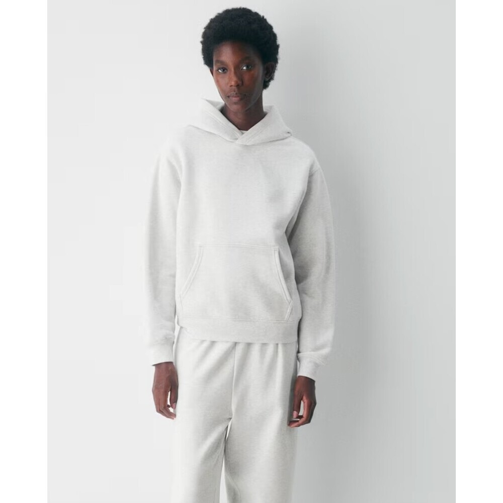 Aritzia Cozy Sweatfleece Perfect Hoodie in Heather Cloud White Size Small